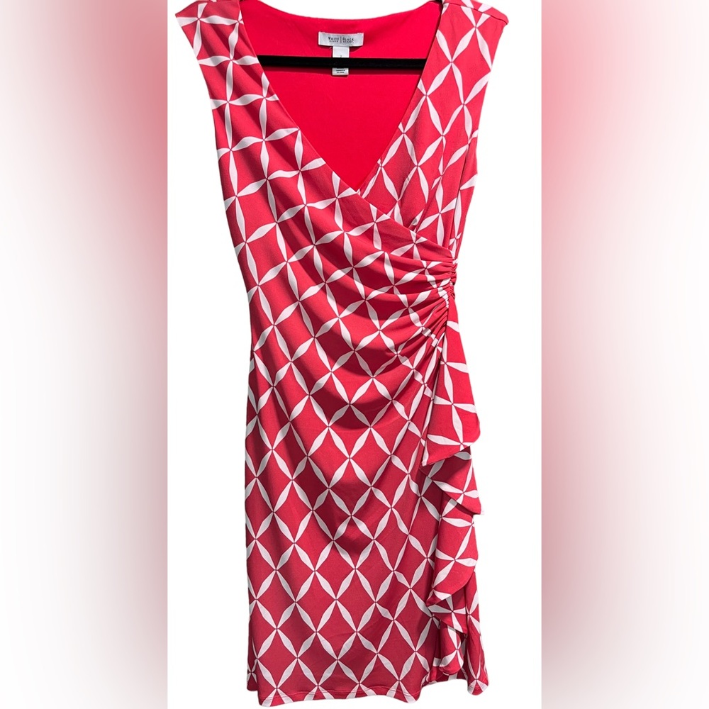 White House Black Market Red and White Geometric Dress